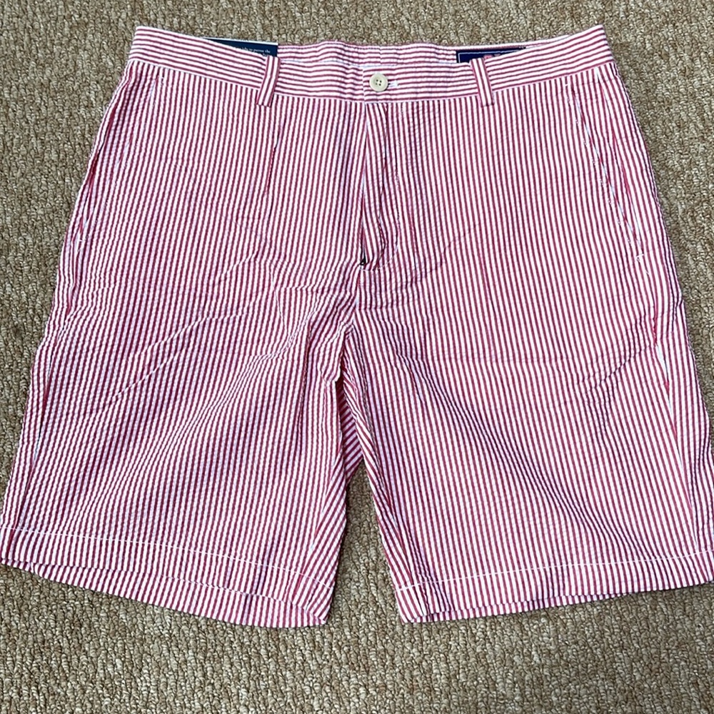 Vineyard vines men seersucker red shorts